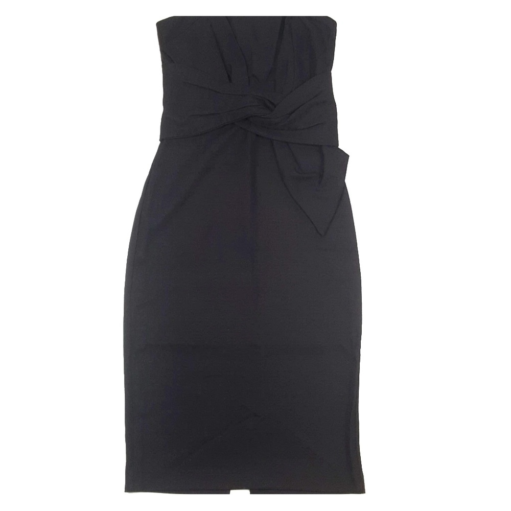Black Front Bow Strapless Bodycon Dress {DO + BE}